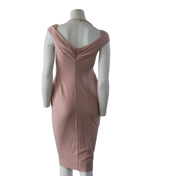 Nookie Athena Off Shoulder Halter Midi Dress Blush Pink Size Large - Picture 7 of 14